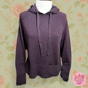 Athleta Merino Wool Knit Hoodie – Plum Purple - Cozy Minimalist - Size XS‎